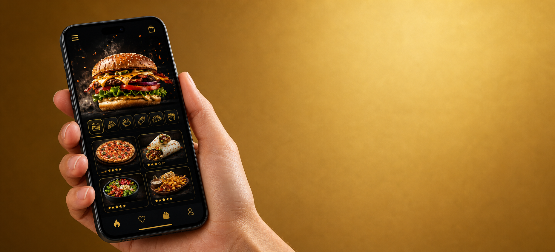 Phone showing the Mix Burger ordering app